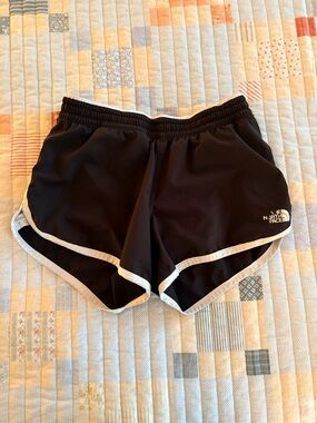 The North Face Women's Black Athletic Shorts with White Trim